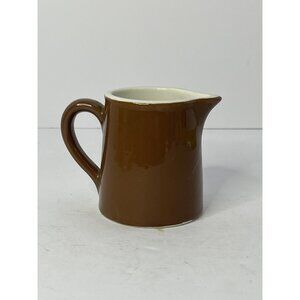 Vintage Hall Pottery Brown Individual Cream Pitcher 3" Tall